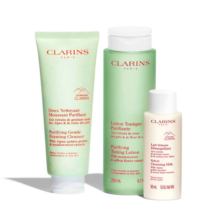 Clarins Estuche de Limpieza Esenciales 4 Piezas para Pieles Mixtas-Grasas Clarins Estuche de Limpieza Esenciales 4 Piezas para Pieles Mixtas-Grasas