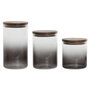 DKD Home Decor Set de 3 Botes de Borosilicato y Acacia (1,5L, 1,2L, 900ml)