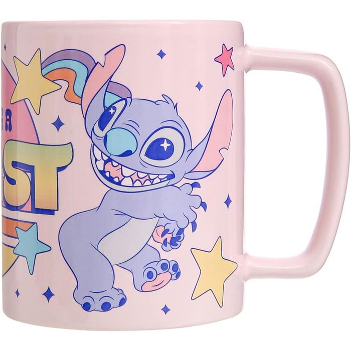 PYRAMID Taza funda de peluche Angel & Stitch Disney 440ml Cerámica Nylon Microondas Lavavajillas