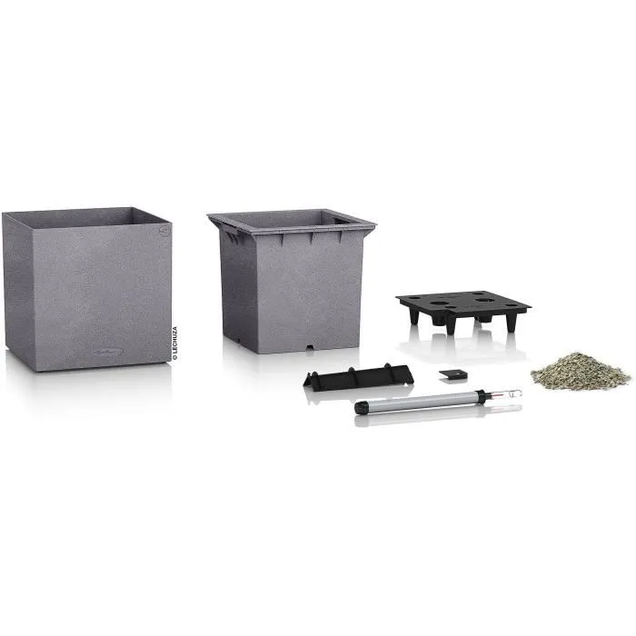 Lechuza LEC4008789137203 Jardinera Canto Color Cuadrada 40 TODO EN UNO Gris 13720