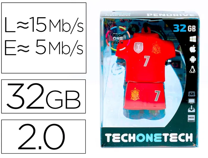 Tech on tech Memoria USB Selección Fútbol España Mundial Brasil 32 GB Tech on tech Memoria USB Selección Fútbol España Mundial Brasil 32 GB