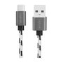 LogiLink Set de 3 cables USB 2.0 Type-C a USB-A, aluminio y nailon, blanco/negro