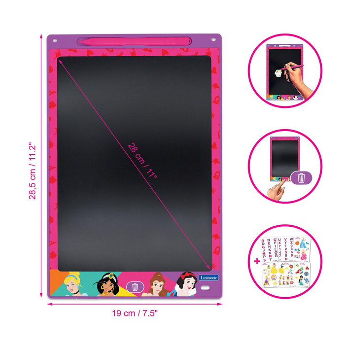 Lexibook Tableta Tinta Electrónica Princesas Disney 28cm Incluye Lápiz Óptico y 6 Plantillas