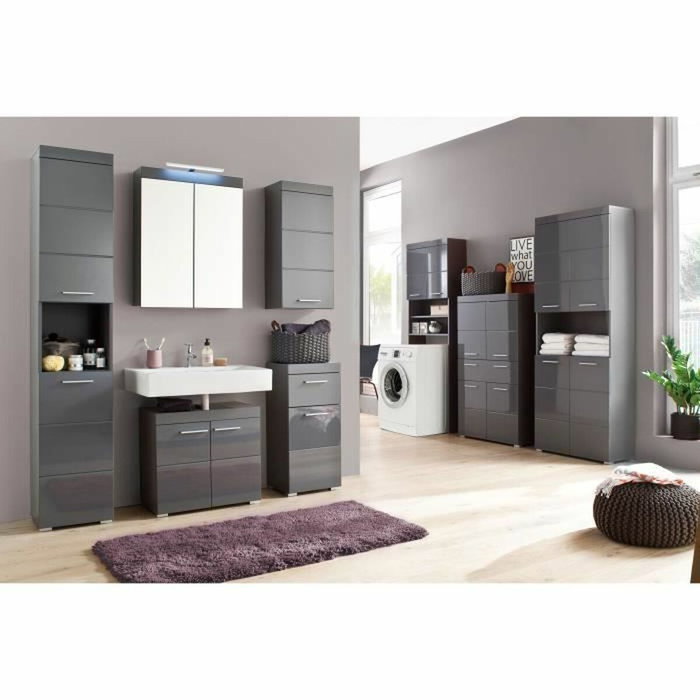Trendteam Mueble de baño alto AMANDA - 1 puerta - Gris