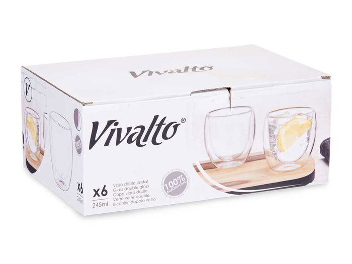 Vivalto Vaso de Agua de Borosilicato Transparente 245 ml, Dimensiones 8 x 8 x 8 cm (Set de 24)