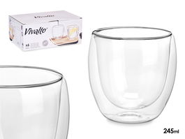 Vivalto Vaso de Agua de Borosilicato Transparente 245 ml, Dimensiones 8 x 8 x 8 cm (Set de 24)