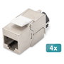 Digitus Módulo Keystone CAT 6A Apantallado con Gestor de Cables Inteligente - 4 Piezas, Plata