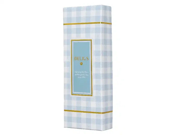 Belius Roller Pen Picnic Collection, Aluminio Azul Celeste Dorado, Tinta Negra 0.7 mm, Caja de Diseño