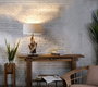 DKD Home Decor Lámpara de Sobremesa Teca y Hierro 45x45x72