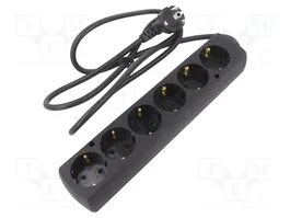 JONEX Prolongador de alimentación 6 tomas, 1,5m, negro