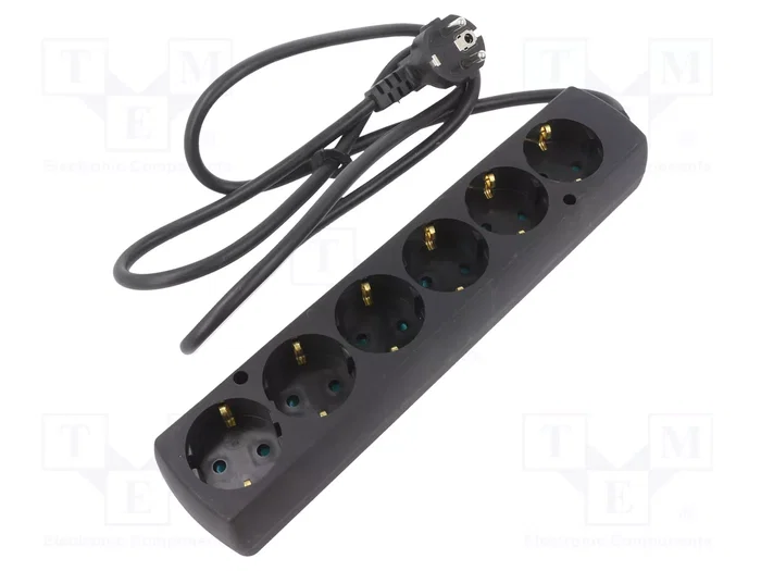 JONEX Prolongador de alimentación 6 tomas, 1,5m, negro JONEX Prolongador de alimentación 6 tomas, 1,5m, negro