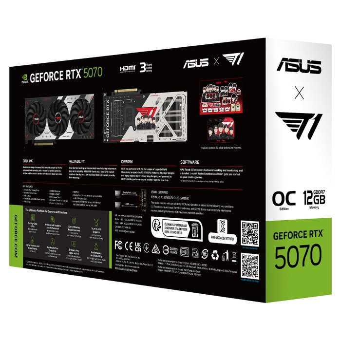 ASUS NVIDIA GeForce RTX 5070 T1 Gaming 12 GB GDDR7
