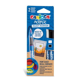 Rotulador Acrilico Carioca Paint Marker Punta Pincel Blister De 2 (Blanco Y Negro)