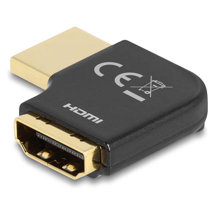 DeLOCK Adaptador HDMI macho a hembra 90° derecha 8K 60 Hz Metal