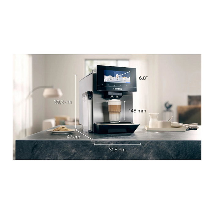 Siemens TQ903R03 EQ900 Máquina de Café Espresso Automática con Molinillo y Espumador de Leche, Negro/Acero Inoxidable, 1500 W, WLAN