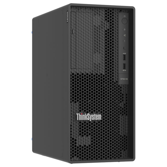 Lenovo ThinkSystem ST50 V3 Server Xeon E-2434 (4C/5GHz), 32 GB DDR5 RAM, 1.92 TB SATA SSD, TPM 2.0, Torre Negra