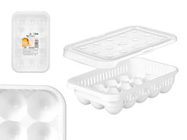 Kinvara Huevera Plástico 15 Huecos Blanco Transparente 17.5 x 7 x 28.5 cm (Set de 12)