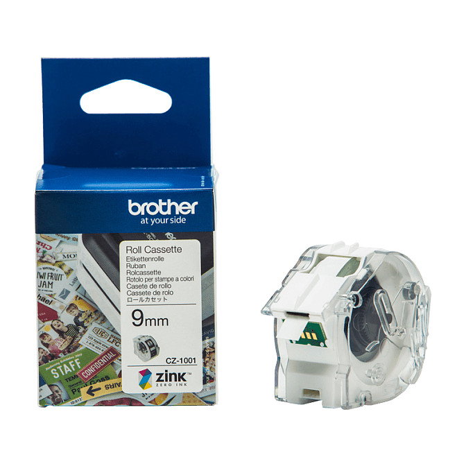 Brother CZ-1001 Rollo de Cinta Continua Violeta sobre Blanco de 9 mm x 5 m Brother CZ-1001 Rollo de Cinta Continua Violeta sobre Blanco de 9 mm x 5 m