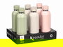 Kinvara Termo Base Acero Inoxidable 500 ml, Surtido 3 Colores Claros (Gris, Verde, Rosa) - 7.3x24.5x7.3 cm (Set de 12)