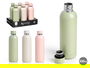 Kinvara Termo Base Acero Inoxidable 500 ml, Surtido 3 Colores Claros (Gris, Verde, Rosa) - 7.3x24.5x7.3 cm (Set de 12)