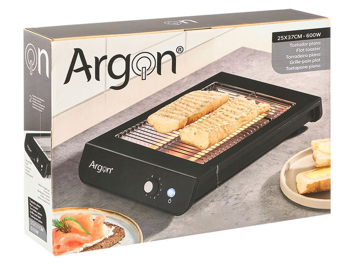 Argon Tostador Plano Negro 600W Rectangular 38 x 25 x 6.5 cm (Set de 6)