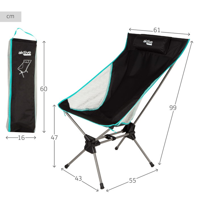 Aktive Silla plegable camping ultracompacta con cojín Aktive Silla plegable camping ultracompacta con cojín
