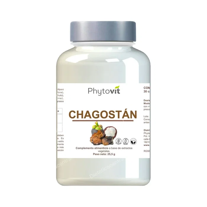 PHYTOVIT Chagostan 30 Cápsulas - Suplemento de Hongo Chaga y Mangostán con Polisacáridos, Antioxidante, Apoyo Inmunológico y Regulación Glucémica