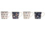 DKD Home Decor Juego de tazas Veleros de Porcelana y New Bone, 400ml, Surtido de 4 unidades