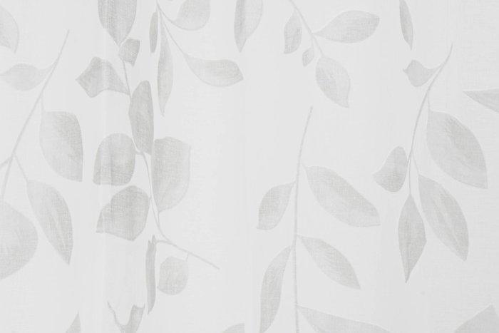 DKD Home Decor Cortina Oriental Gris Claro Blanco Poliester Visillo Hojas 270 x 140 cm (2 Unidades)