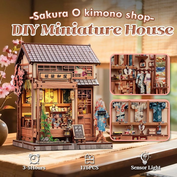 Maqueta Model Kit Miniature House Sakura O Kimono Shop 19 x 14 cm