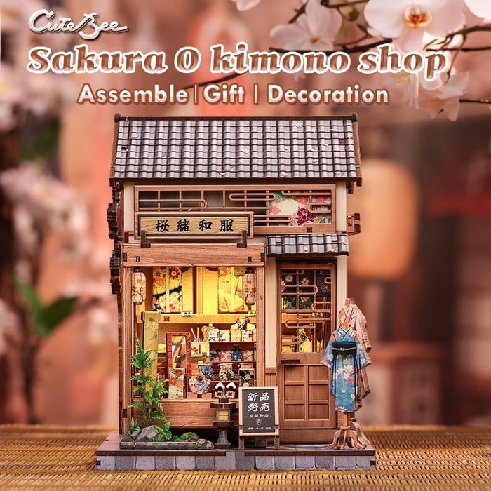 Maqueta Model Kit Miniature House Sakura O Kimono Shop 19 x 14 cm