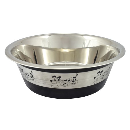 Nayeco Oslo Comedero Mascotas Acero Inoxidable 2.83 L Negro Base Antideslizante para Perros y Gatos - Comedero Oslo