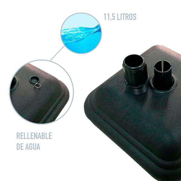 Soporte parasol plastico 35x35x13 cm-12kg diametro3,8 cm