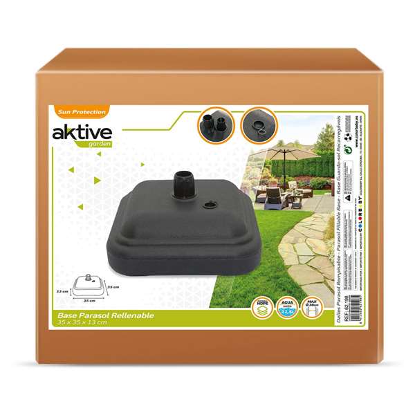 Soporte parasol plastico 35x35x13 cm-12kg diametro3,8 cm