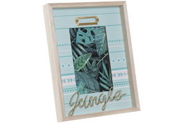 DKD Home Decor Greti Marco Foto Tropical Verde Menta 15 x 10 cm (4 Unidades) Madera y Metal Hecho a Mano Reciclable