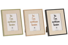 DKD Home Decor Set de Marcos de Fotos 10x15 cm Lino y MDF Surtido