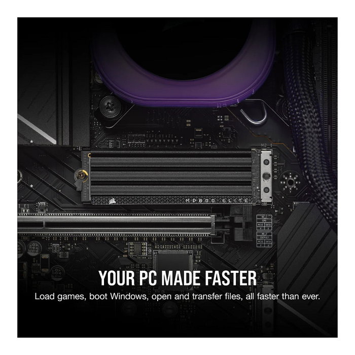 Corsair MP600 ELITE NVMe SSD 1TB M.2 2280 PCIe Gen4 x4, 3D TLC NAND, Disipador Térmico, Vel. Lectura 7000 MB/s, Vel. Escritura 6500 MB/s