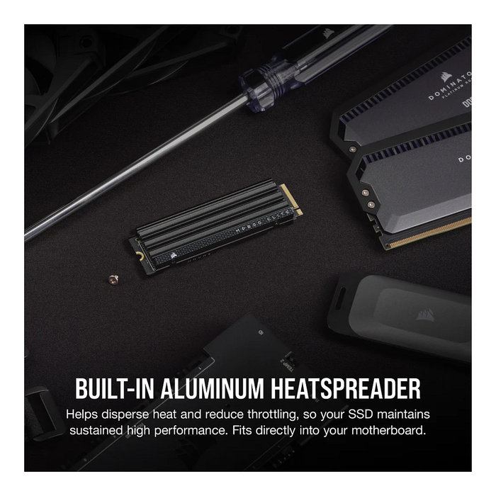 Corsair MP600 ELITE NVMe SSD 1TB M.2 2280 PCIe Gen4 x4, 3D TLC NAND, Disipador Térmico, Vel. Lectura 7000 MB/s, Vel. Escritura 6500 MB/s