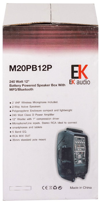 Columna Activa Ek Audio Portátil de 12 con Batería Recargable 240W Columna Activa Ek Audio Portátil de 12 con Batería Recargable 240W