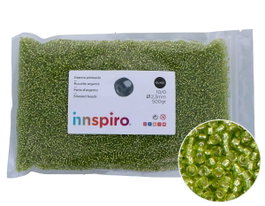 Innspiro Rocalla de Vidrio Redonda Plateado Verde Aguacate 2,3mm 500g