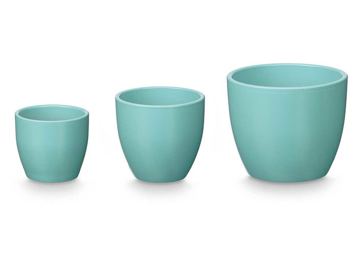IBERGARDEN Set 3 Macetas Abombada 14cm, 17cm, 22cm Turquesa Mate