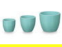 IBERGARDEN Set 3 Macetas Abombada 14cm, 17cm, 22cm Turquesa Mate