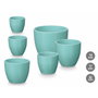 Ibergarden Set de 3 Macetas Abombadas Turquesa Mate