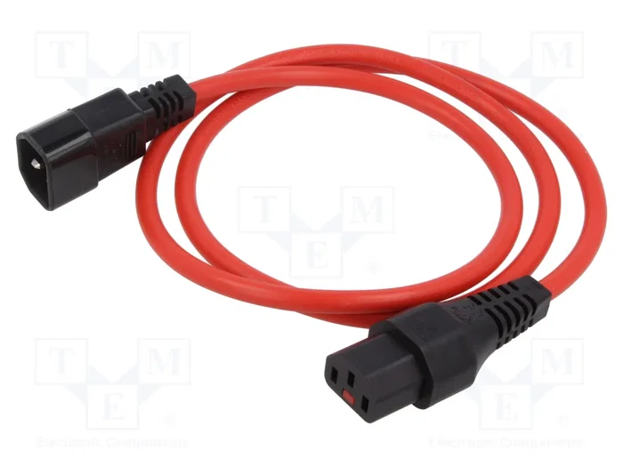 IEC LOCK Cable de alimentación H05VV-F rojo 1m IEC LOCK Cable de alimentación H05VV-F rojo 1m