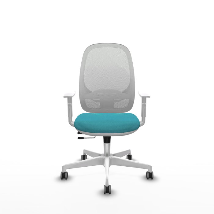 PIQUERAS Y CRESPO Silla de oficina Cilanco con mecanismo Sincro/Traslack, Tela Turquesa y Malla Blanca