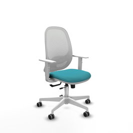 PIQUERAS Y CRESPO Silla de oficina Cilanco con mecanismo Sincro/Traslack, Tela Turquesa y Malla Blanca
