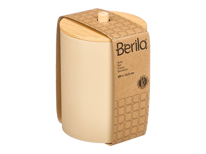 Berilo Bote Plástico Tapa Bambú Beige 9x13.2x9 cm (Set de 24)