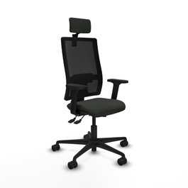 PIQUERAS Y CRESPO Silla de oficina Bormate Negro con mecanismo Asincro, brazos 2D y cabecero 2D
