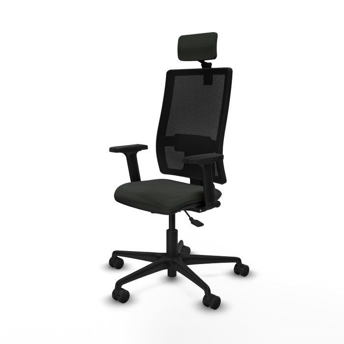 PIQUERAS Y CRESPO Silla de oficina Bormate Negro con mecanismo Asincro, brazos 2D y cabecero 2D