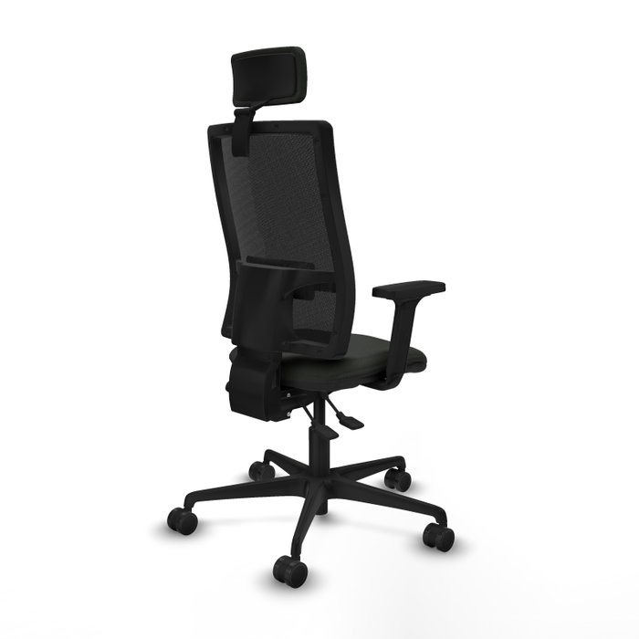 PIQUERAS Y CRESPO Silla de oficina Bormate Negro con mecanismo Asincro, brazos 2D y cabecero 2D